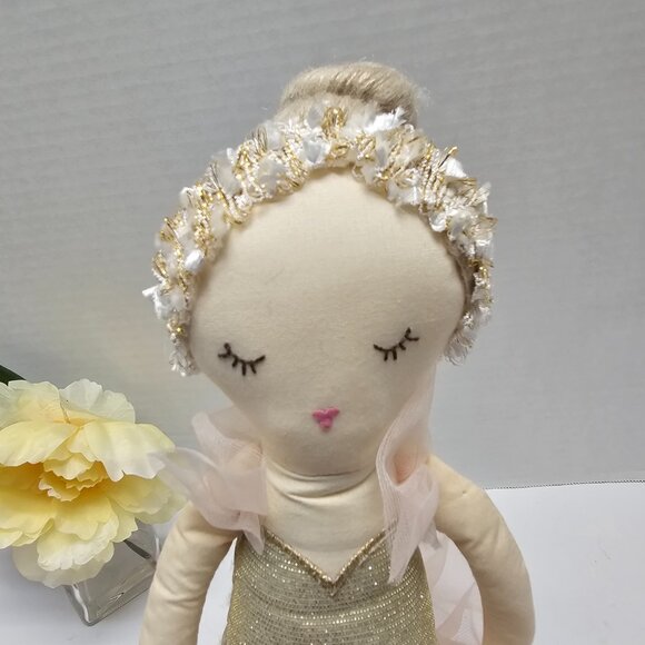 Mon Ami Designs Belle Sugar Plum Ballerina Soft Pink Gold Plush Decor Doll - Picture 10 of 16